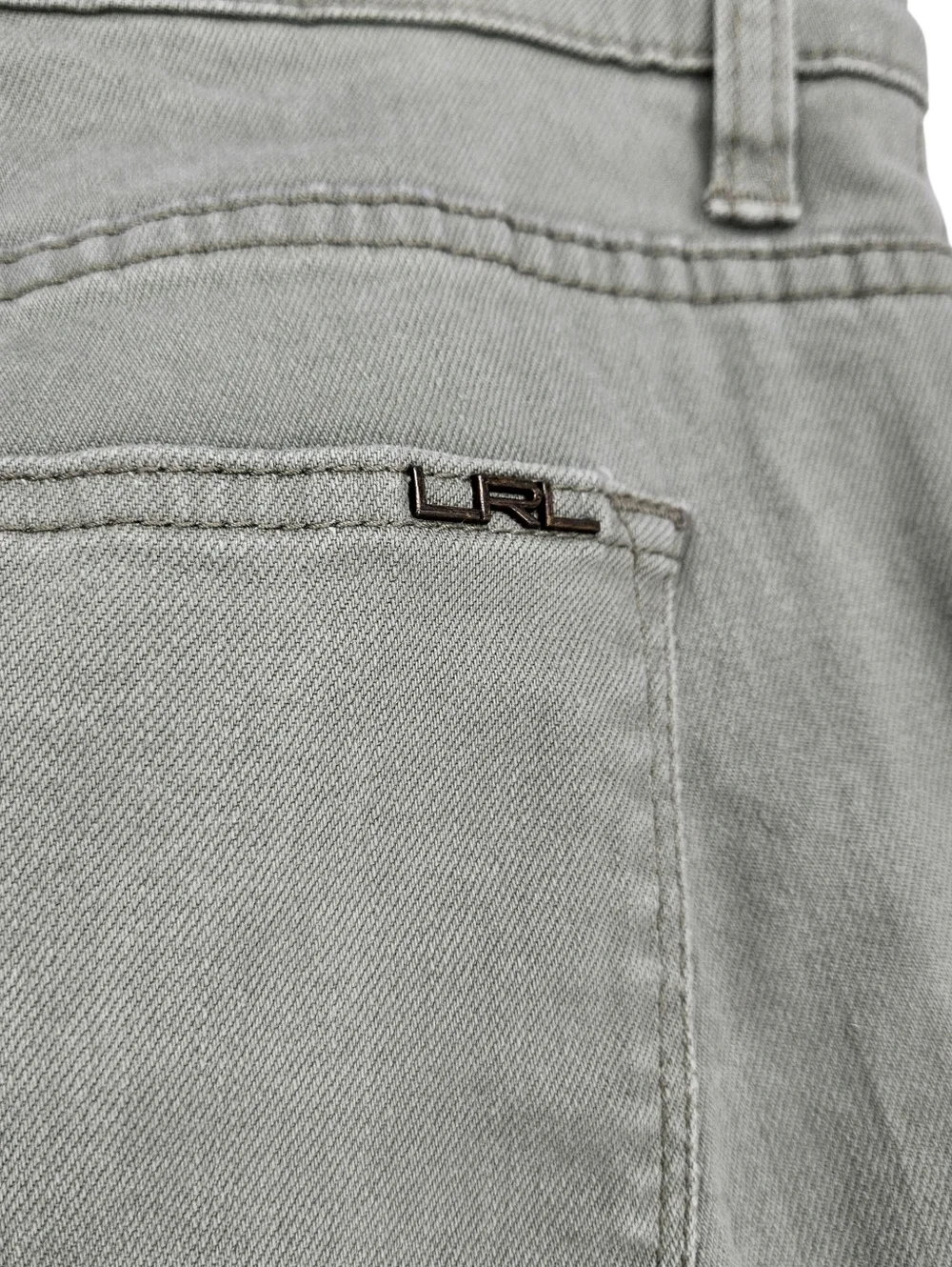 LRL Ralph Lauren Modern Straight Cropped Jeans Mid Rise Olive Green Denim 14